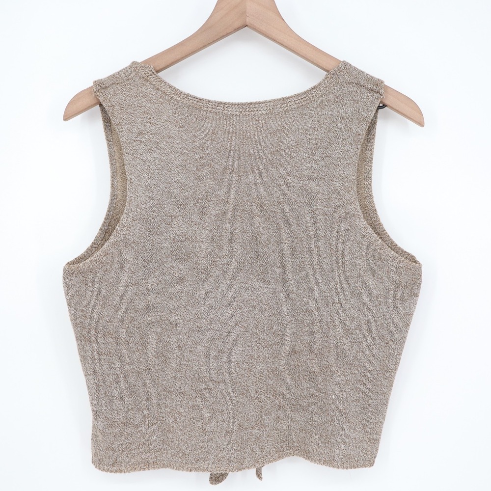 Cardigan Vest Womens L Barge Tight Knitted Cotton V-Neck Wide Strap Streetwear - Picture 4 of 5